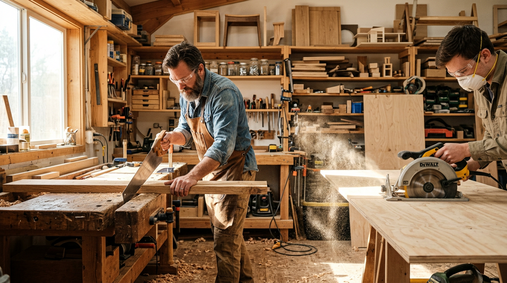beginner woodworking tools cutting wood with saw