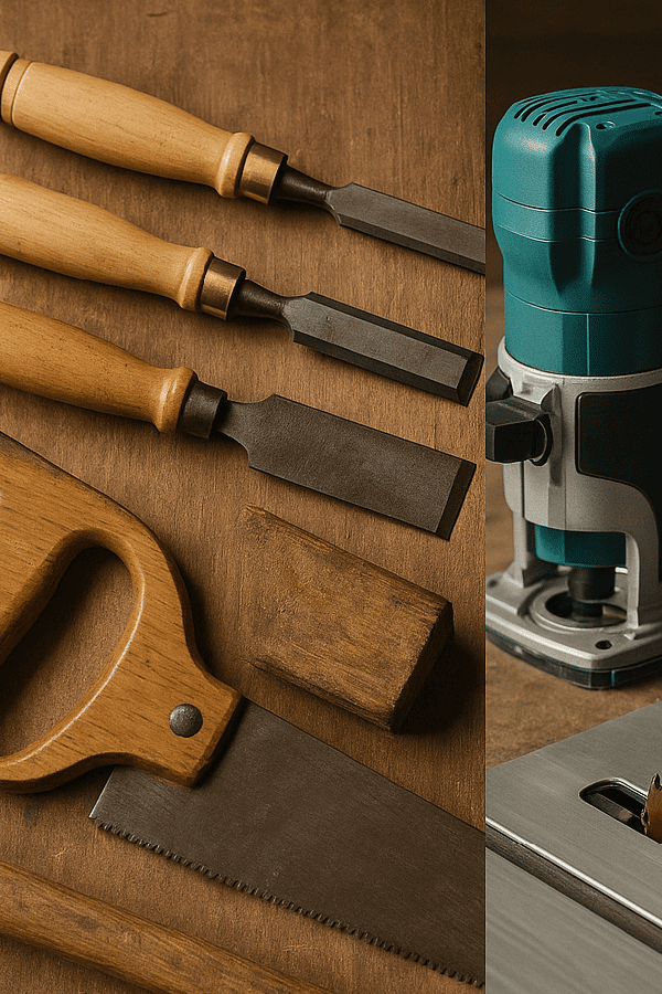 Joinery techniques for beginners comparing hand tool joinery and power tool joinery for woodworking projects